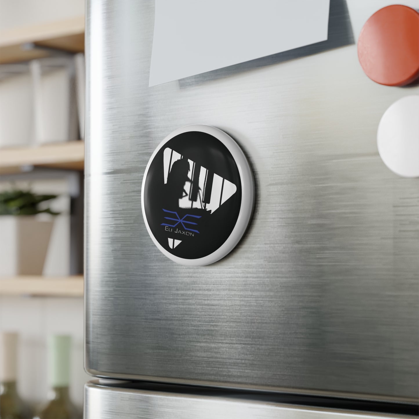 Eli Jaxon Piano Man Silhouette - Button Magnet, Round (1 & 10 pcs)