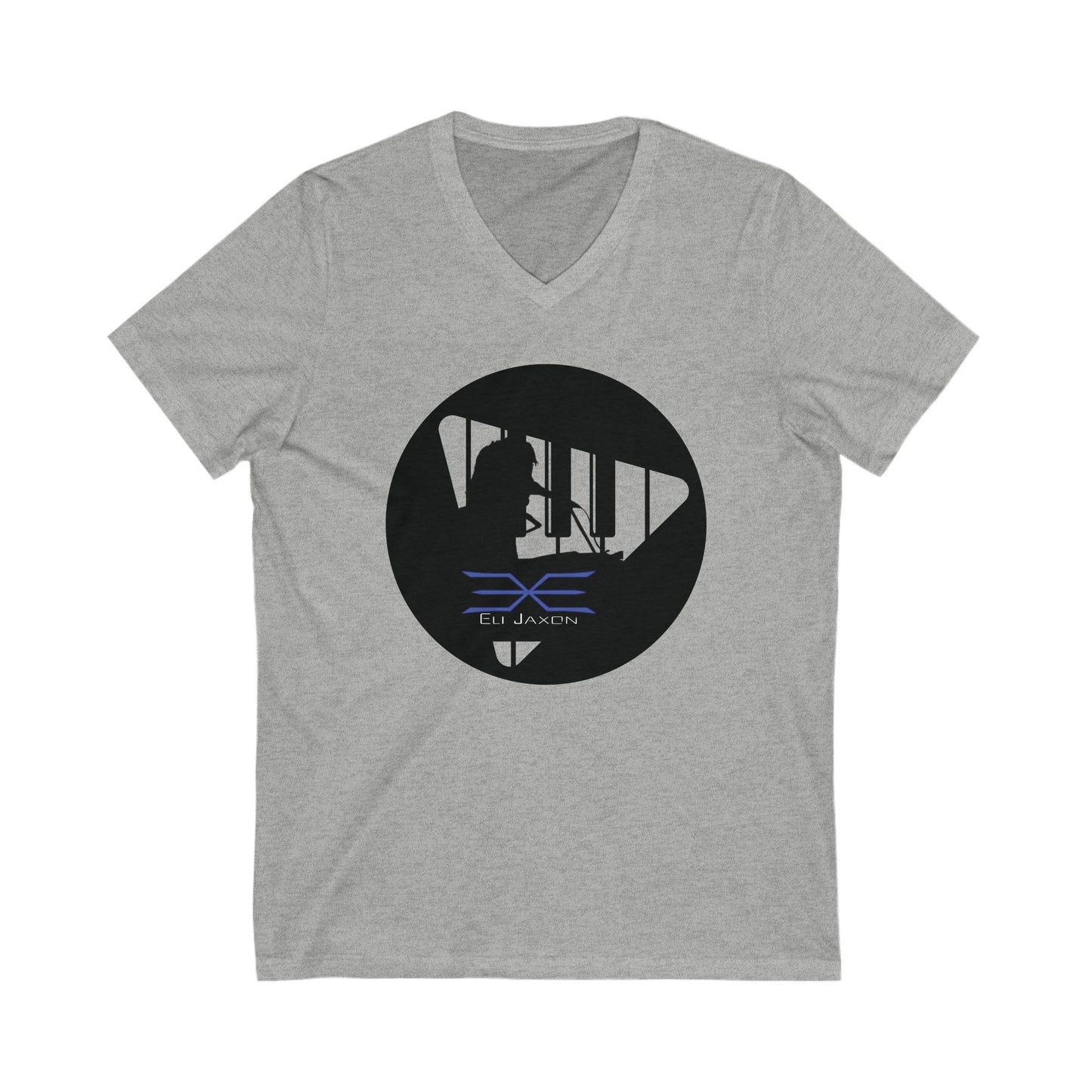 Eli Jaxon Piano Man Silhouette - Unisex Jersey Short Sleeve V-Neck Tee